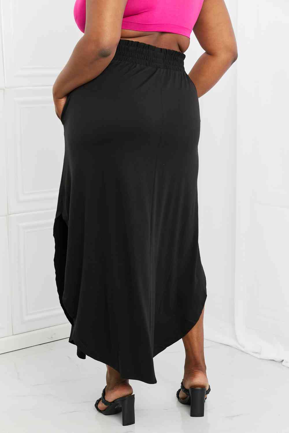 It's My Time Side Scoop Scrunch Skirt in Black