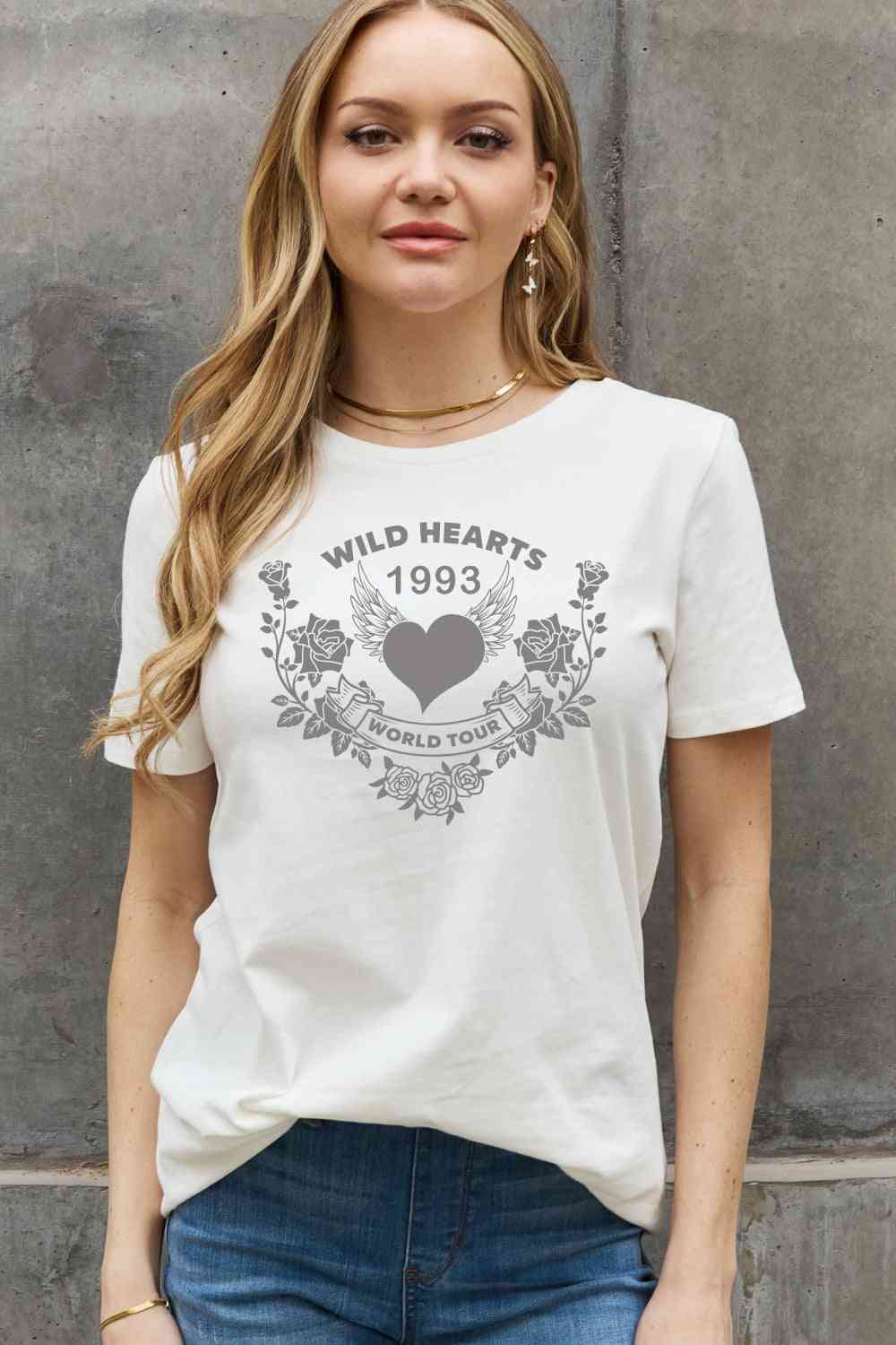 Simply Love Full Size WILD HEARTS 1993  WORLD TOUR Graphic Cotton Tee