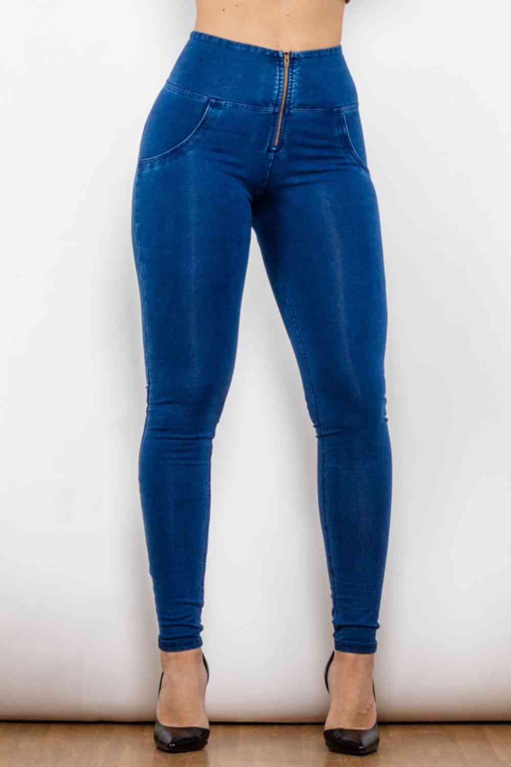 Baeful High Waist Zip Up Skinny Long Jeans