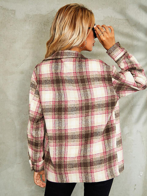 Plaid Button Down Collared Jacket