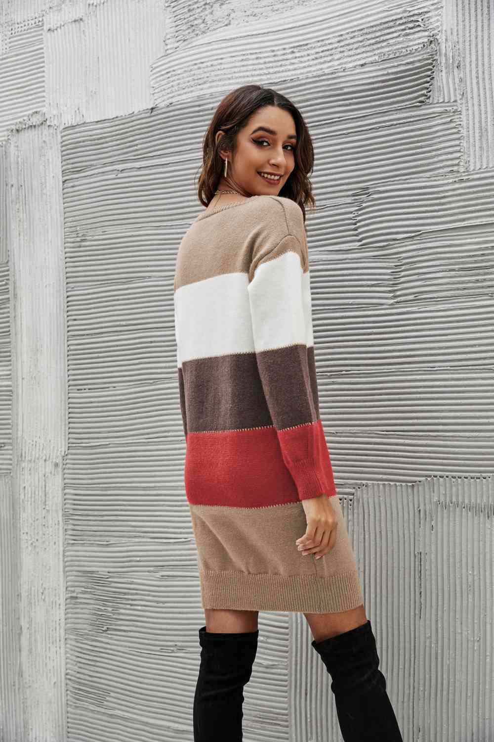 Woven Right Striped Sweater Dress