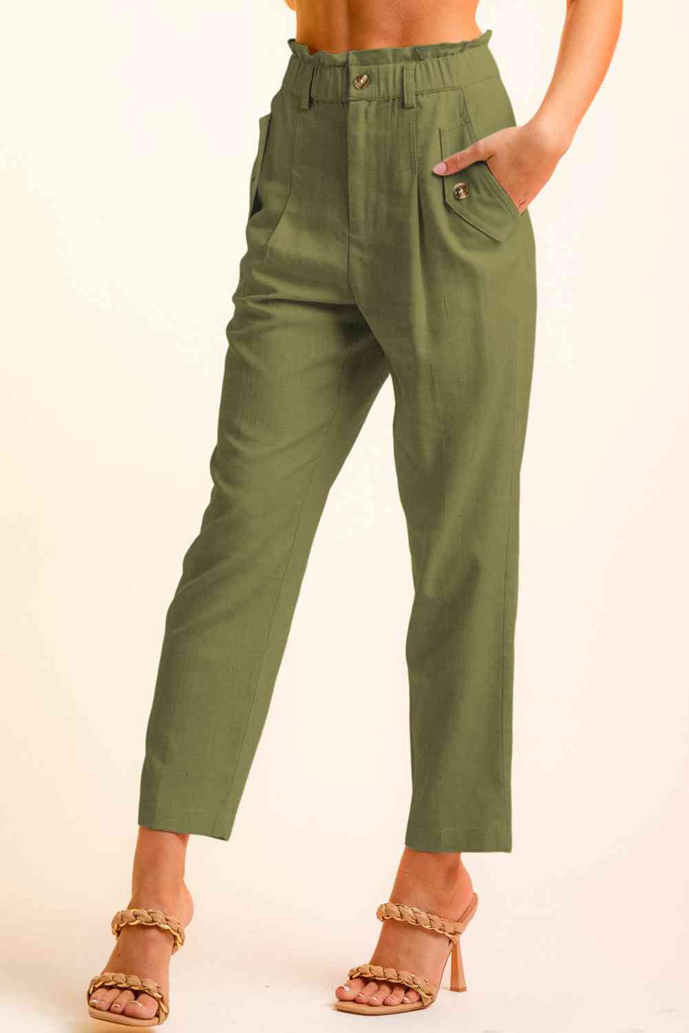 Side Button Long Pants