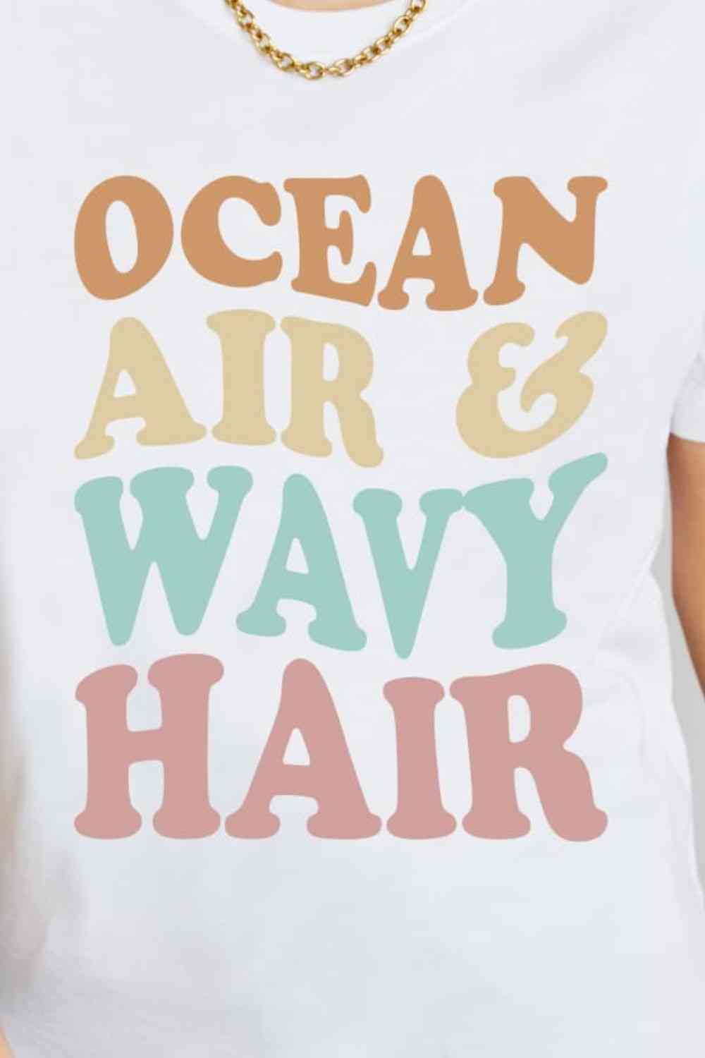 Simply Love Full Size OCEAN AIR & WAVY HAIR Graphic Cotton T-Shirt