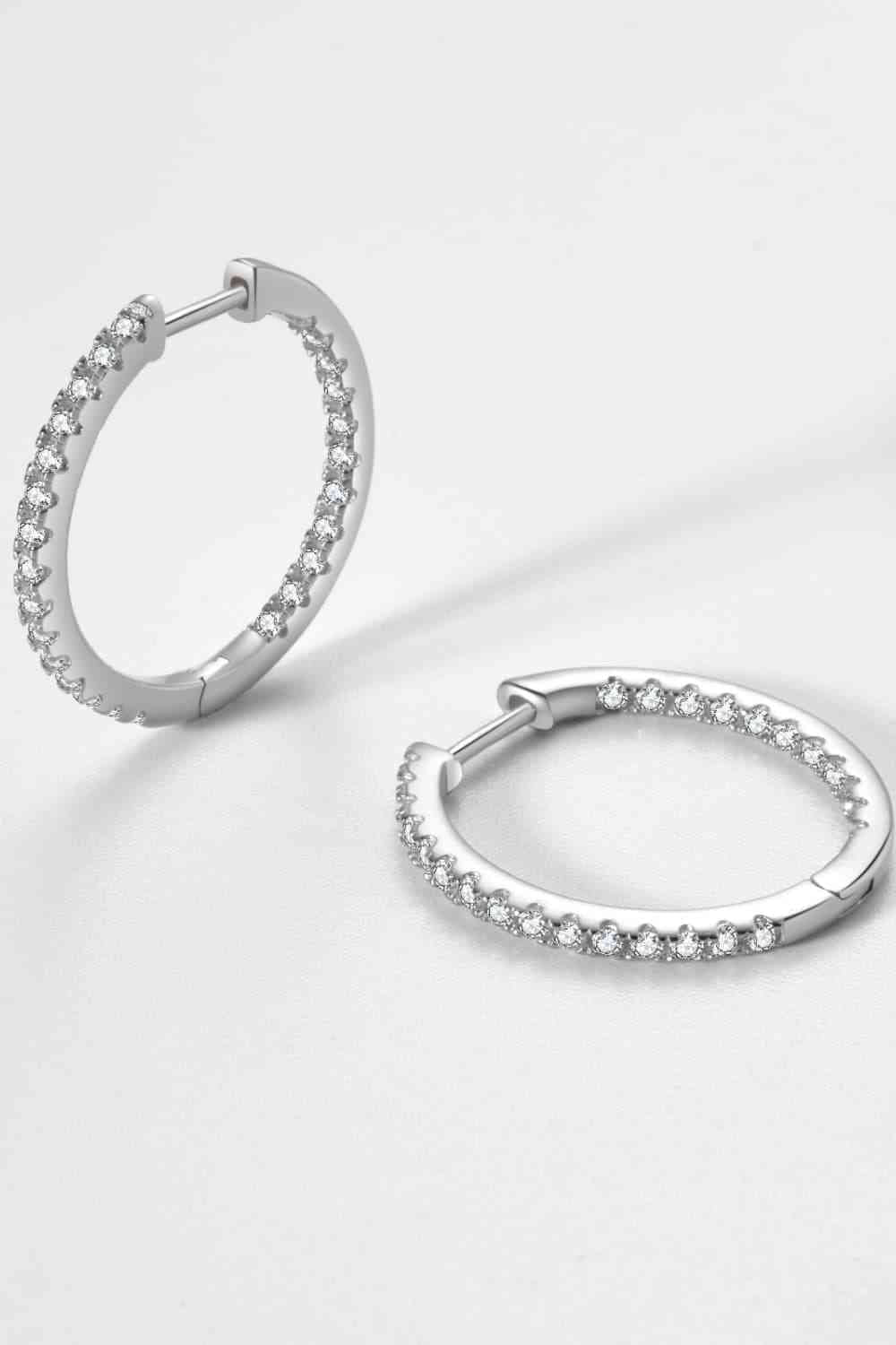 Inlaid Zircon 925 Sterling Silver Huggie Earrings