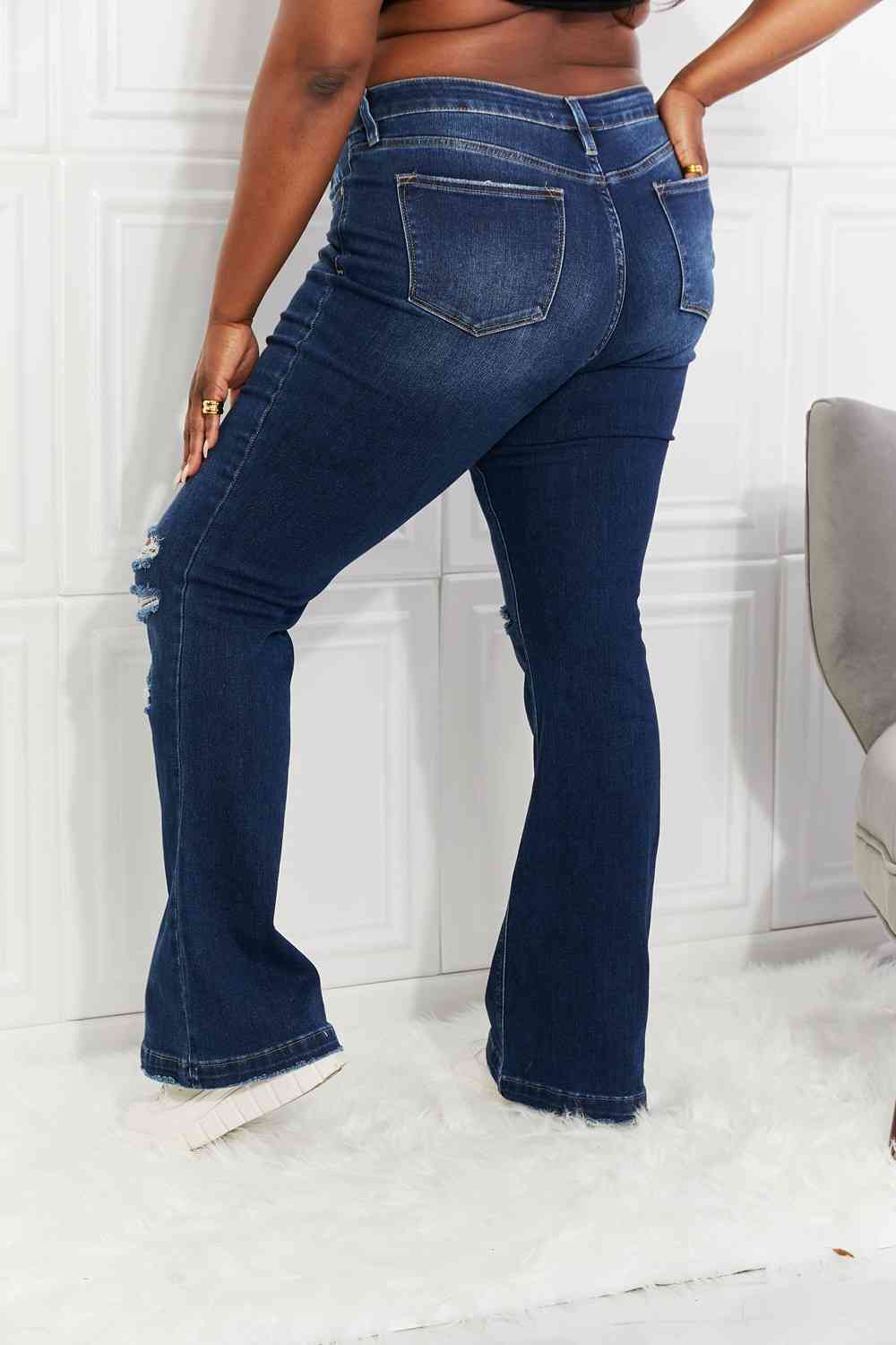 Reese Midrise Button Fly Flare Jeans