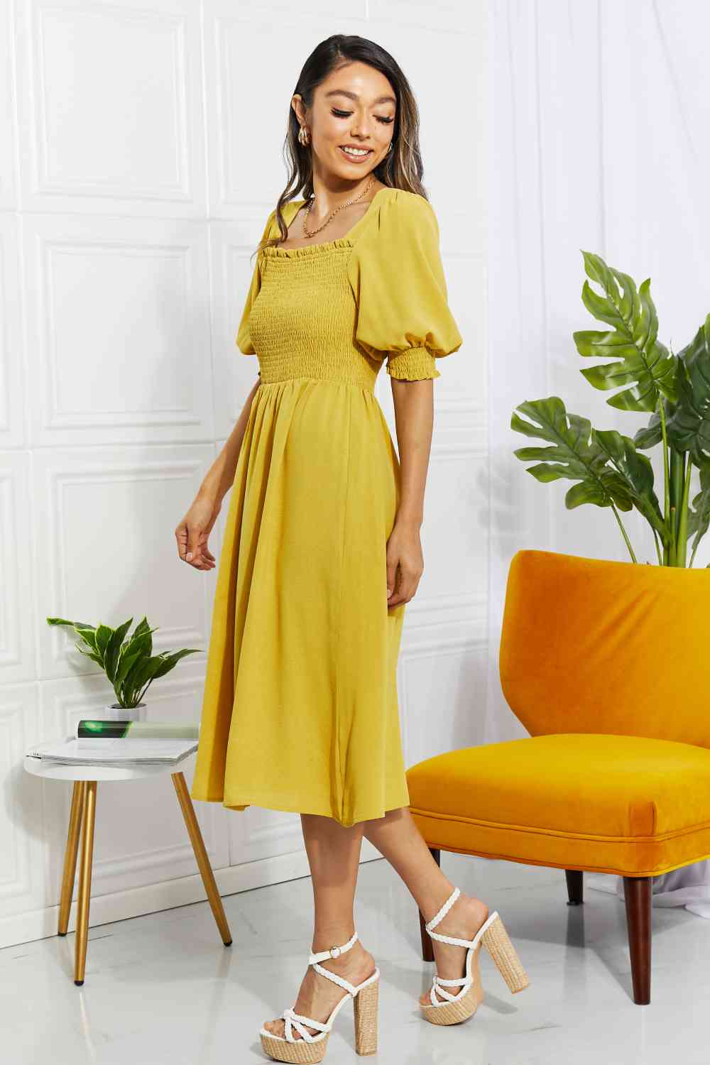 Love You Forever Square Neck Midi Dress