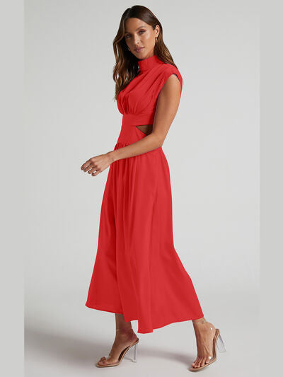 Cutout Mock Neck Sleeveless Dress