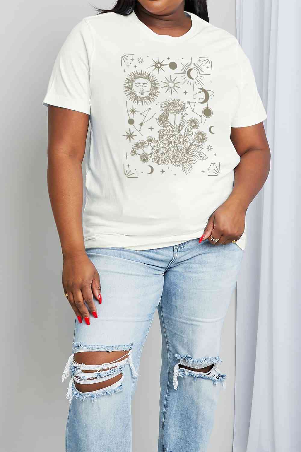 Simply Love Full Size Celestial Graphic Short Sleeve Cotton Tee