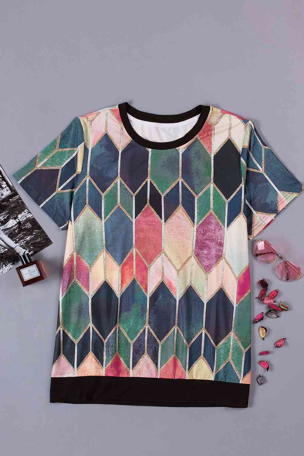 Plus Size Gradient Color Block Tee Shirt