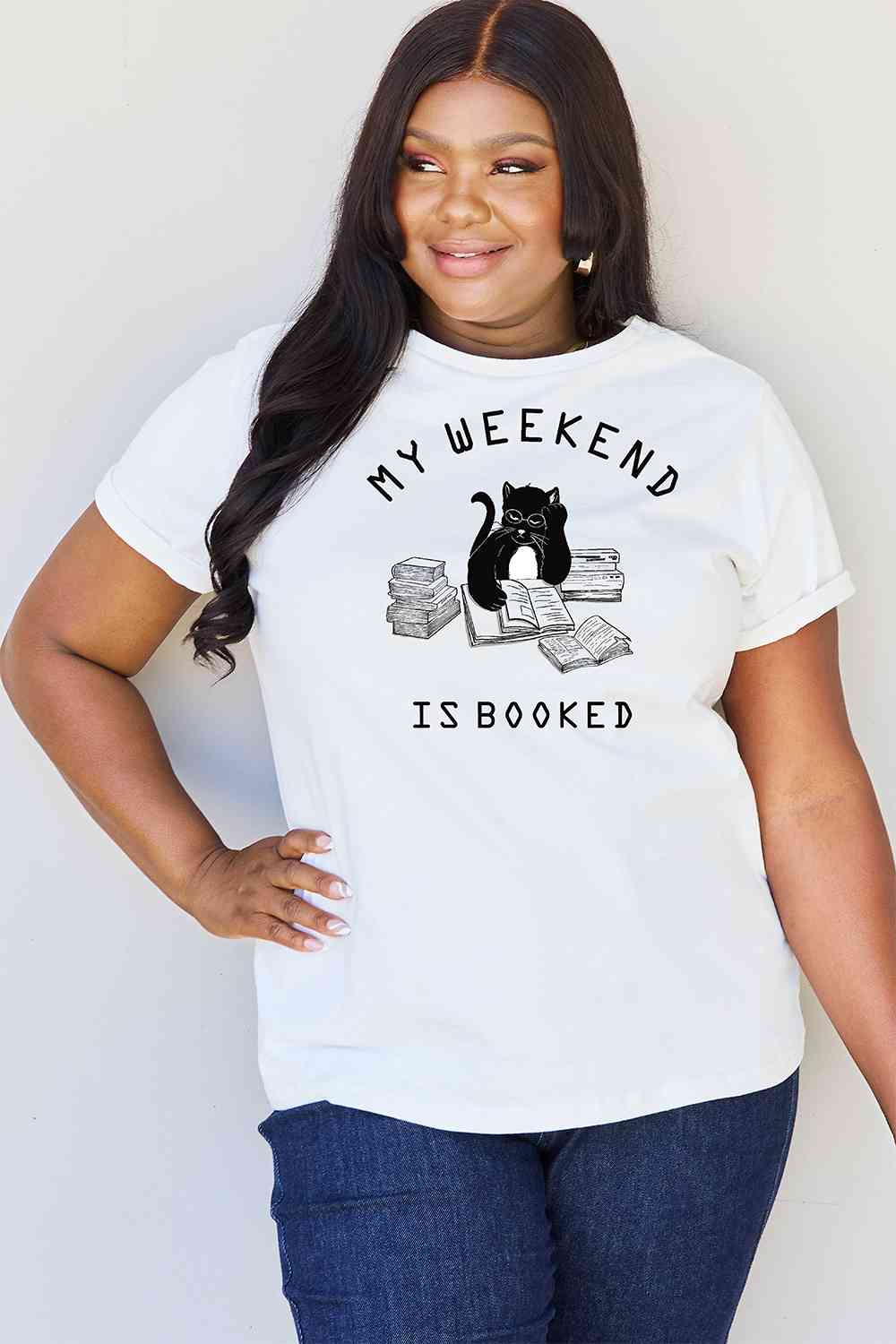 Simply Love Full Size MY WEEKEND IS BOOKED Graphic T-Shirt