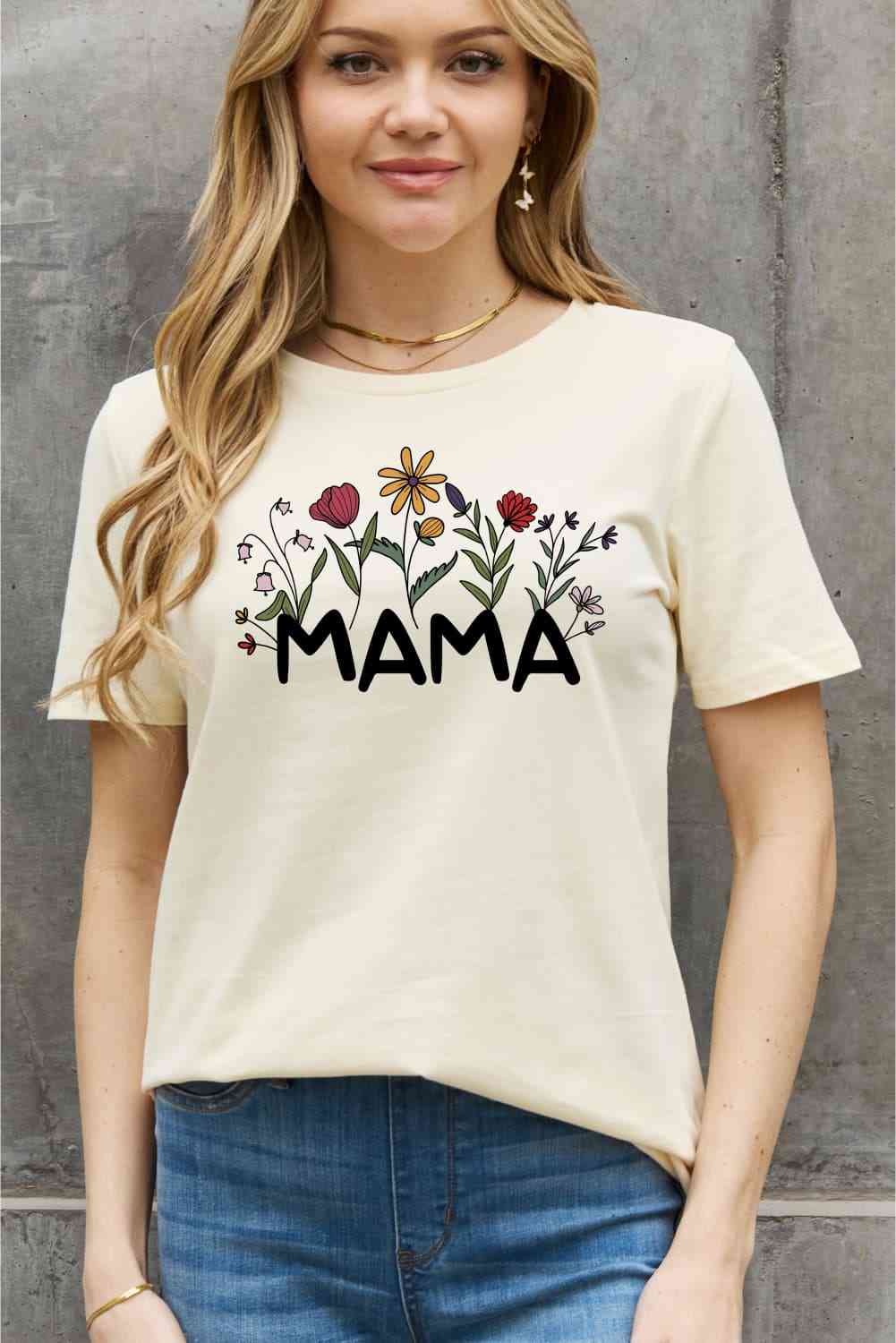 Simply Love Full Size MAMA Flower Graphic Cotton Tee