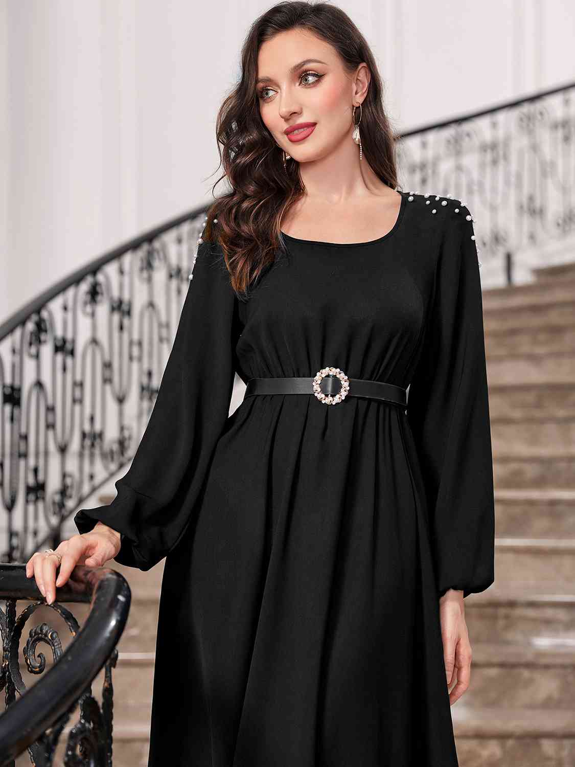 Square Neck Balloon Sleeve Dress