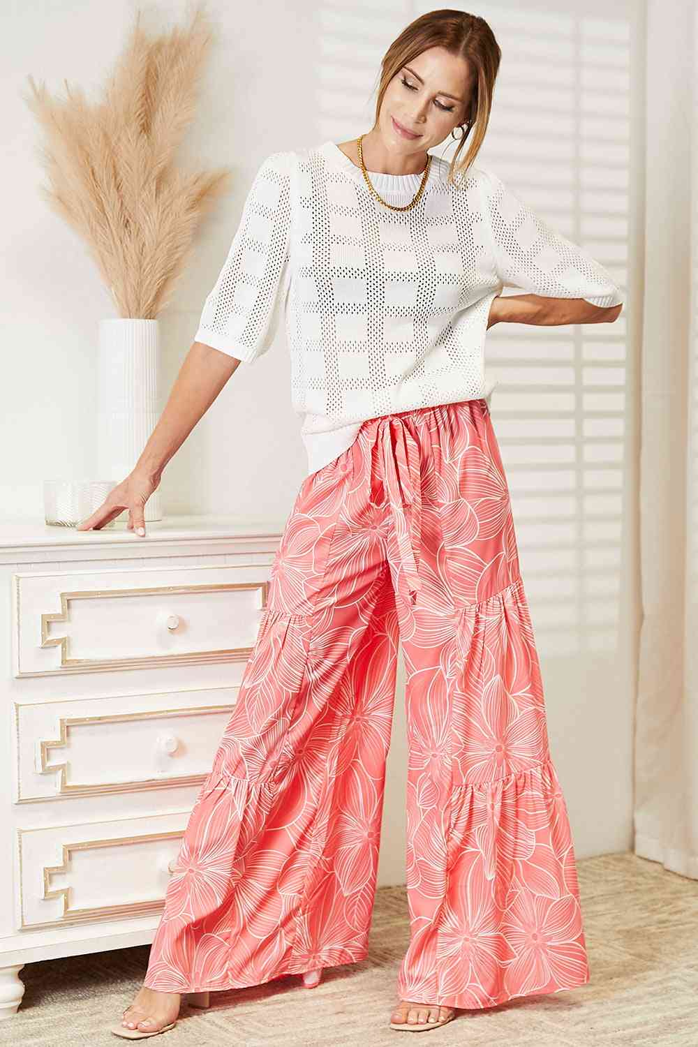 Floral Tiered Wide Leg Pants