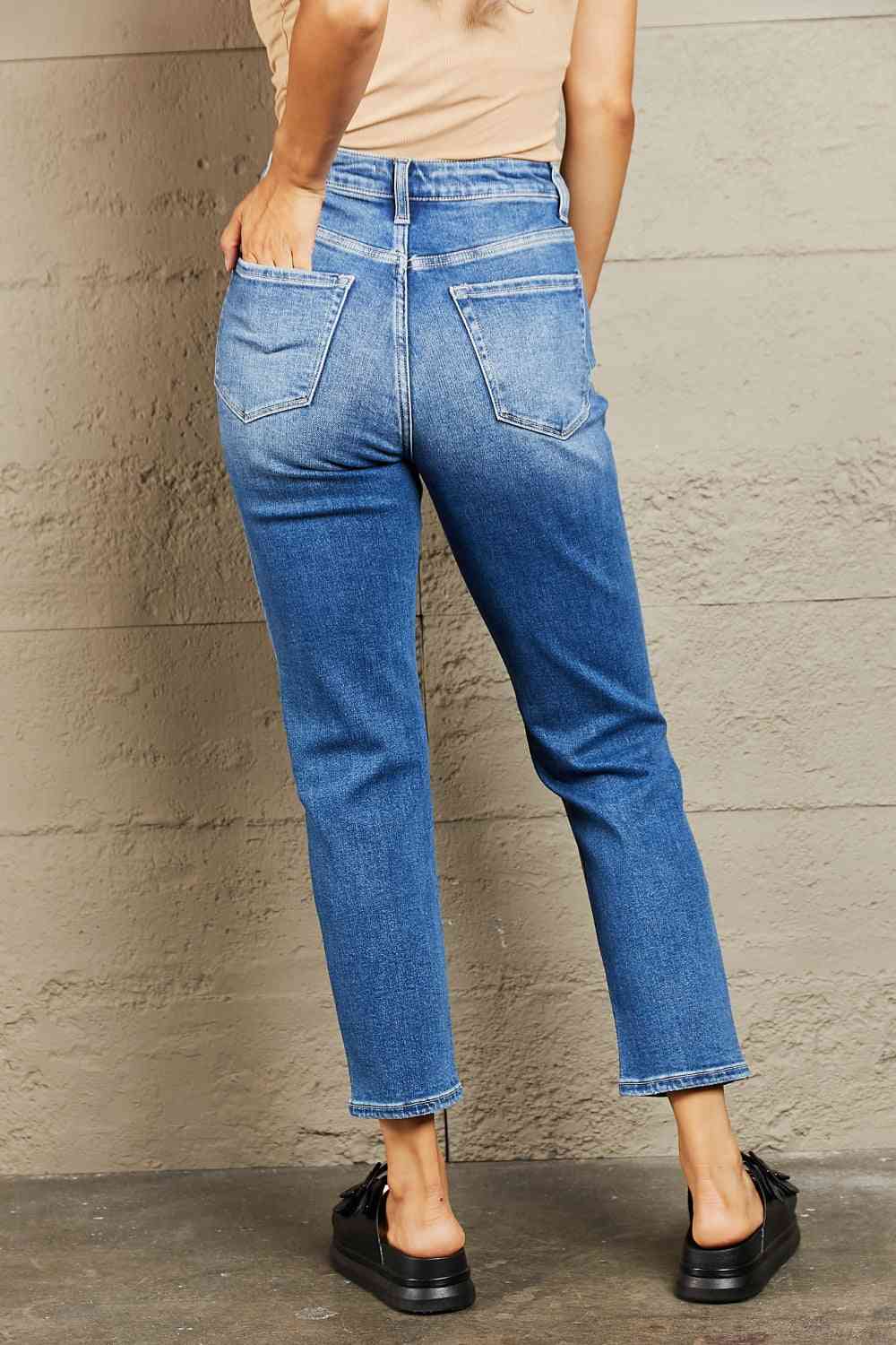 High Waisted Cropped Dad Jeans