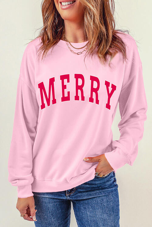 MERRY Graphic Dropped Shoulder Sweatshirt