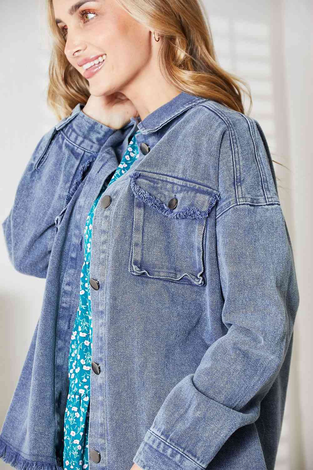 Mineral-Washed Button-Down Denim Jacket