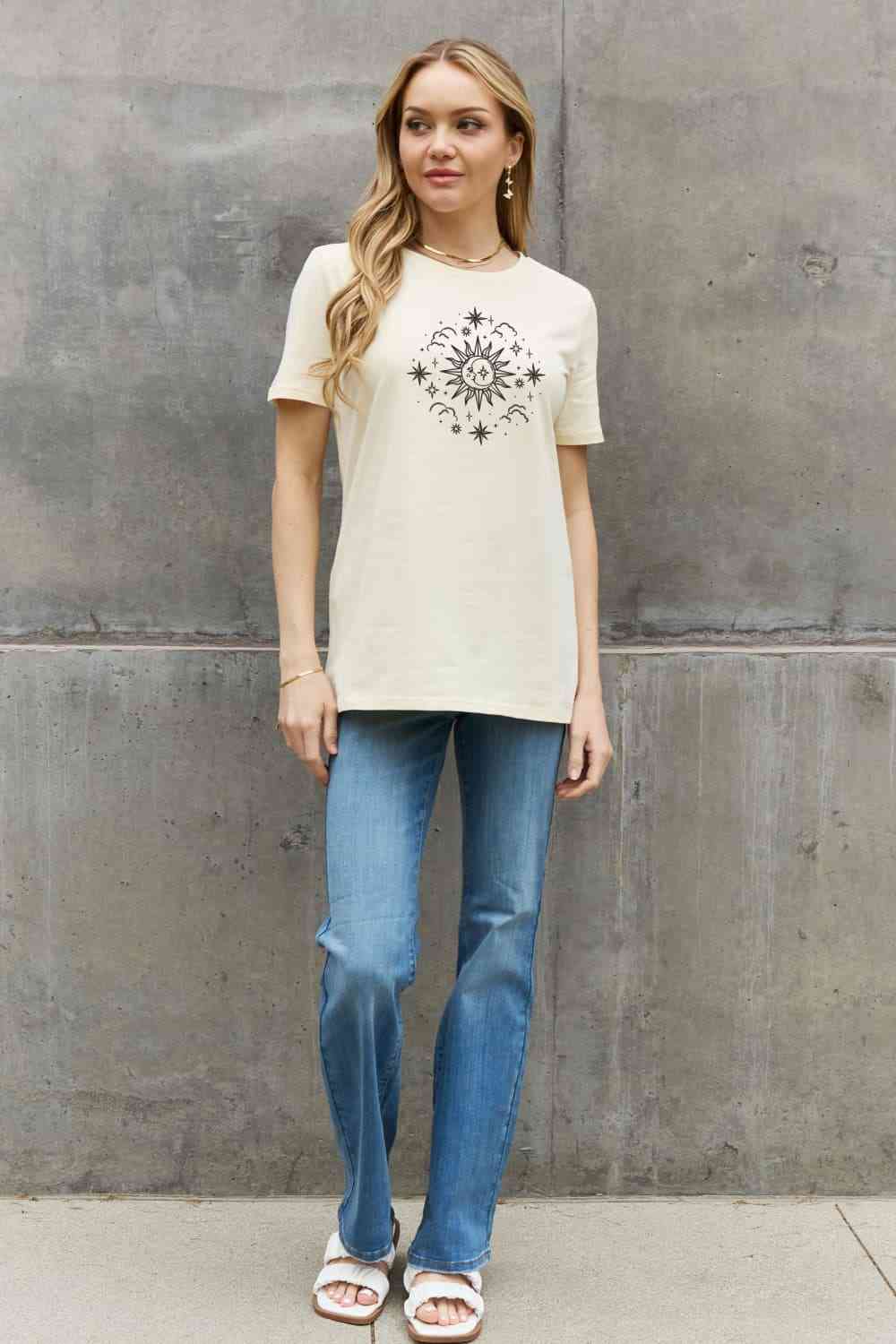 Simply Love Full Size Celestial Graphic Short Sleeve Cotton Tee