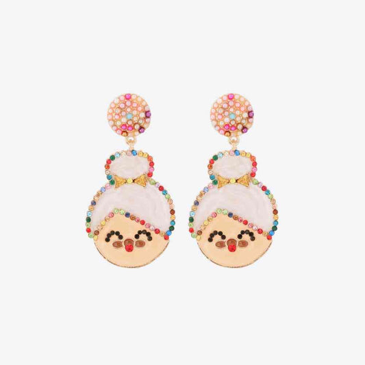 Rhinestone Alloy Mrs. Claus Earrings