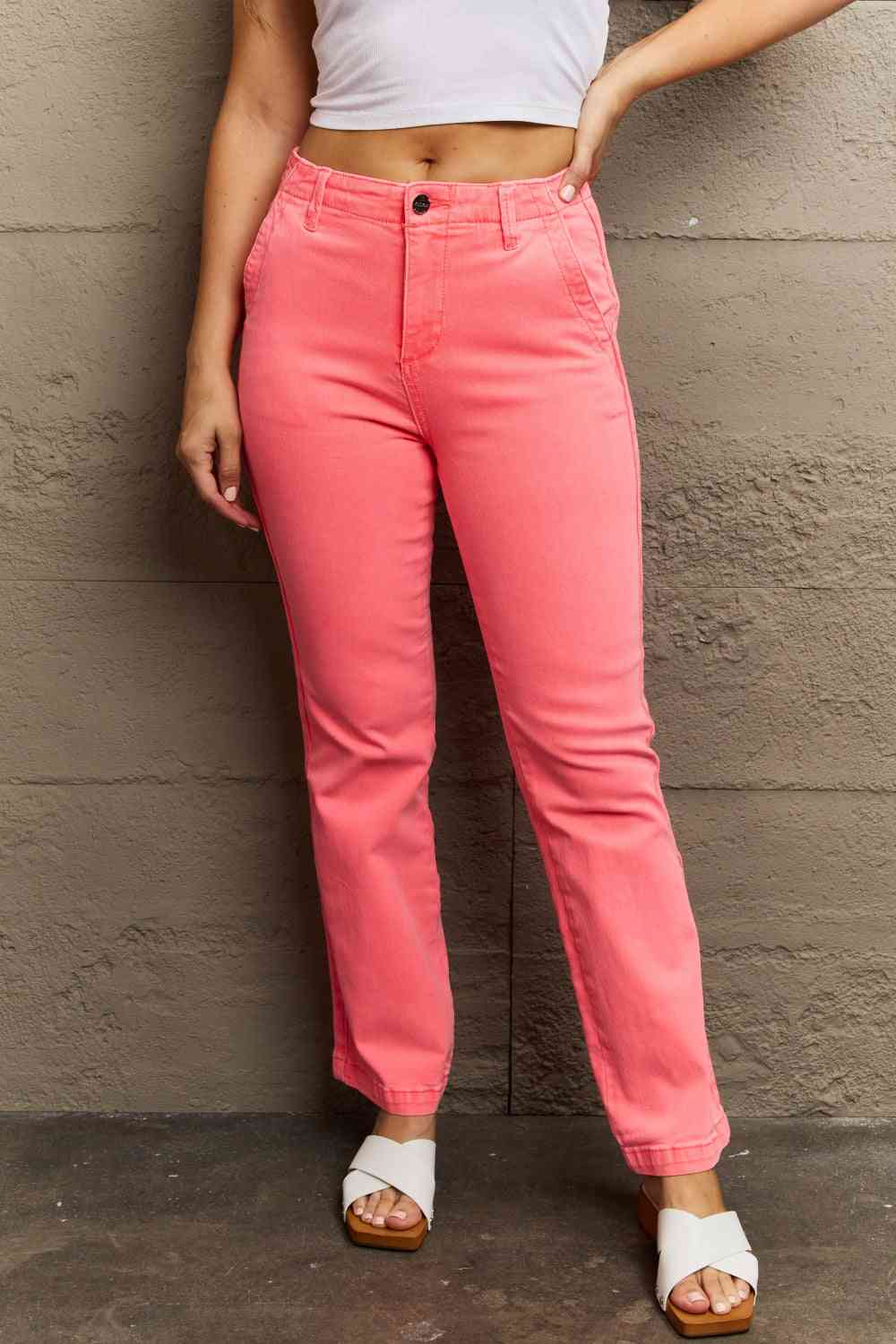 Kenya High Waist Side Twill Straight Jeans