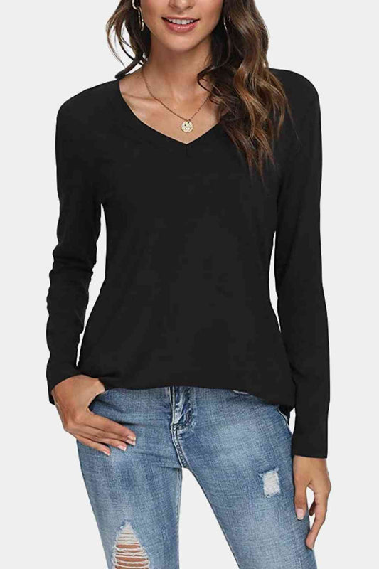 V-Neck Long Sleeve T-Shirt