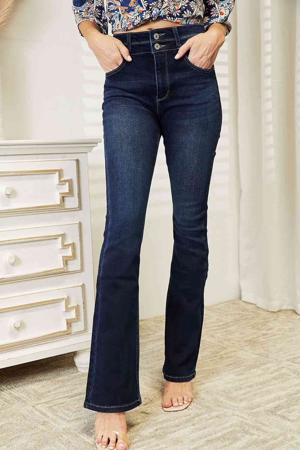 High Rise Wide Waistband Bootcut Jeans