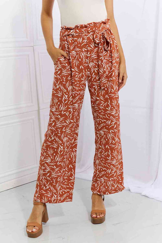 Right Angle Geometric Printed Pants in Red Orange