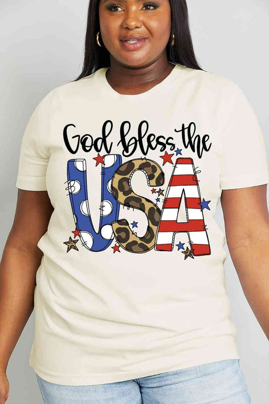 Simply Love Full Size GOD BLESS THE USA Graphic Cotton Tee