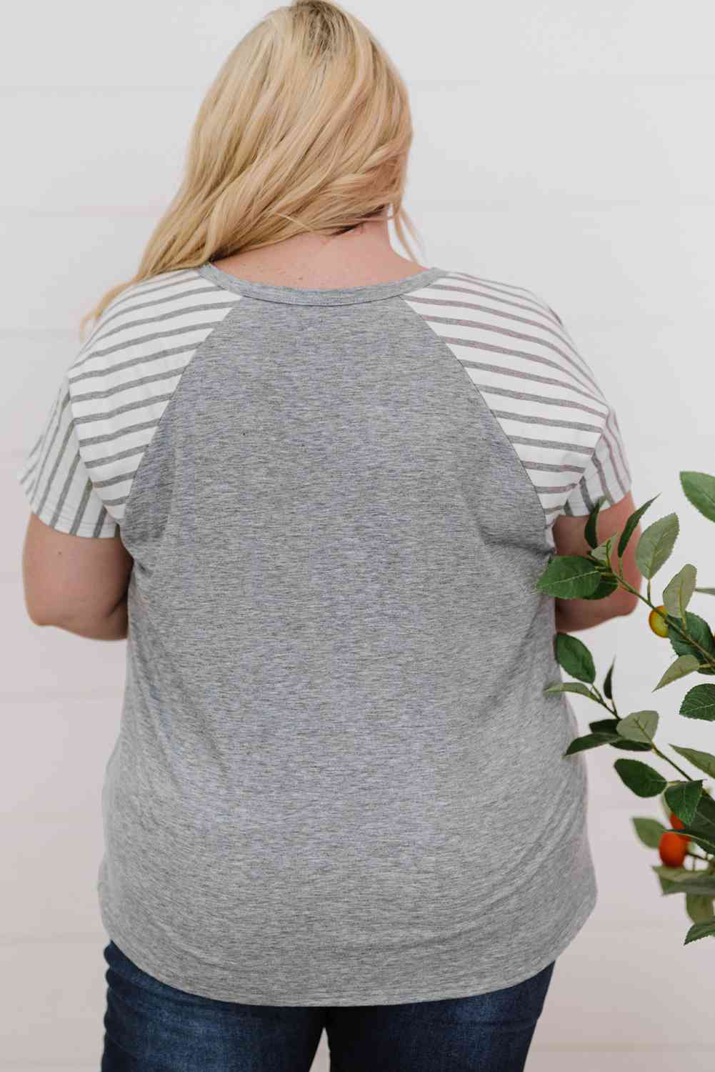 Plus Size Striped Raglan Sleeve T-Shirt