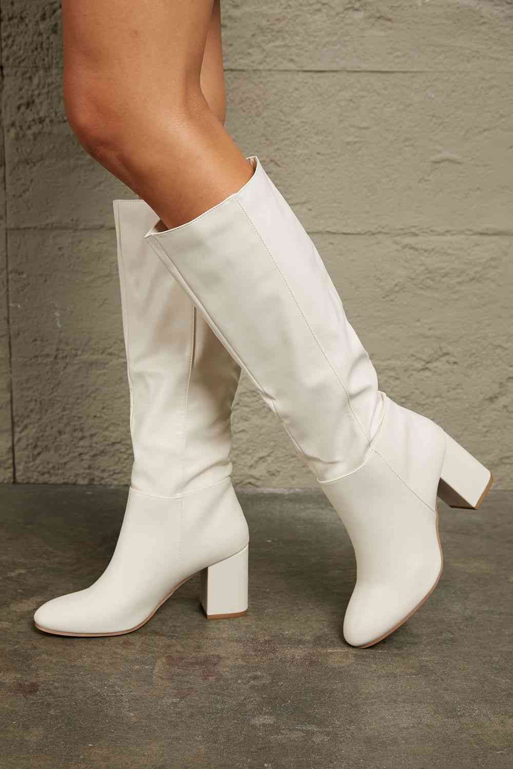 Block Heel Knee High Boots