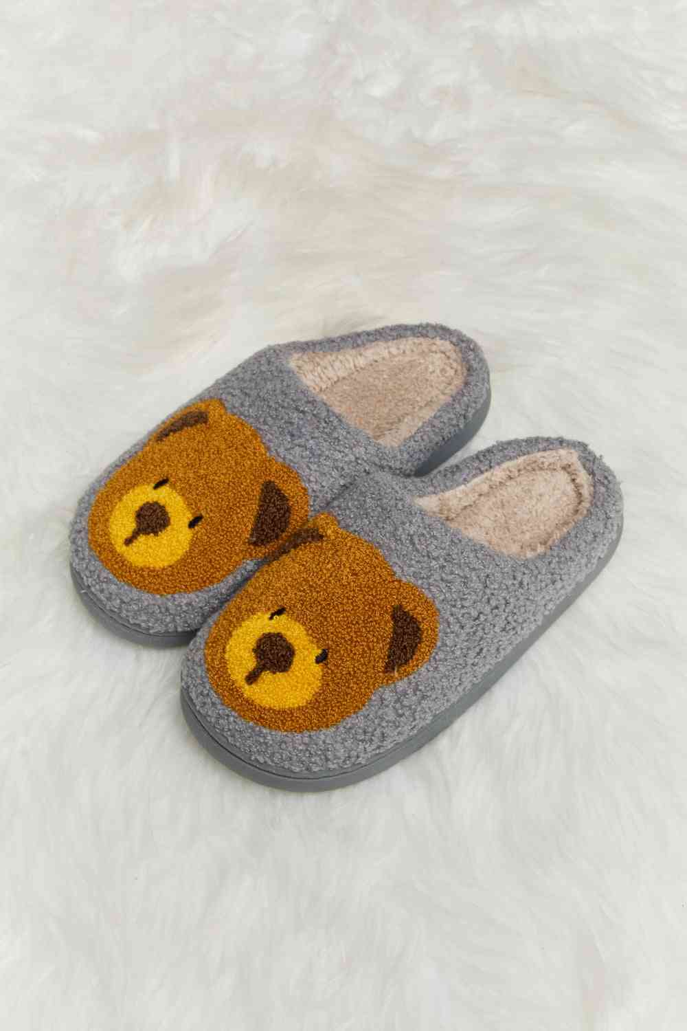 Teddy Bear Print Plush Slide Slippers