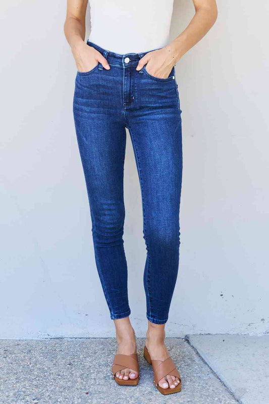 Marie Mid Rise Crinkle Ankle Detail Skinny Jeans