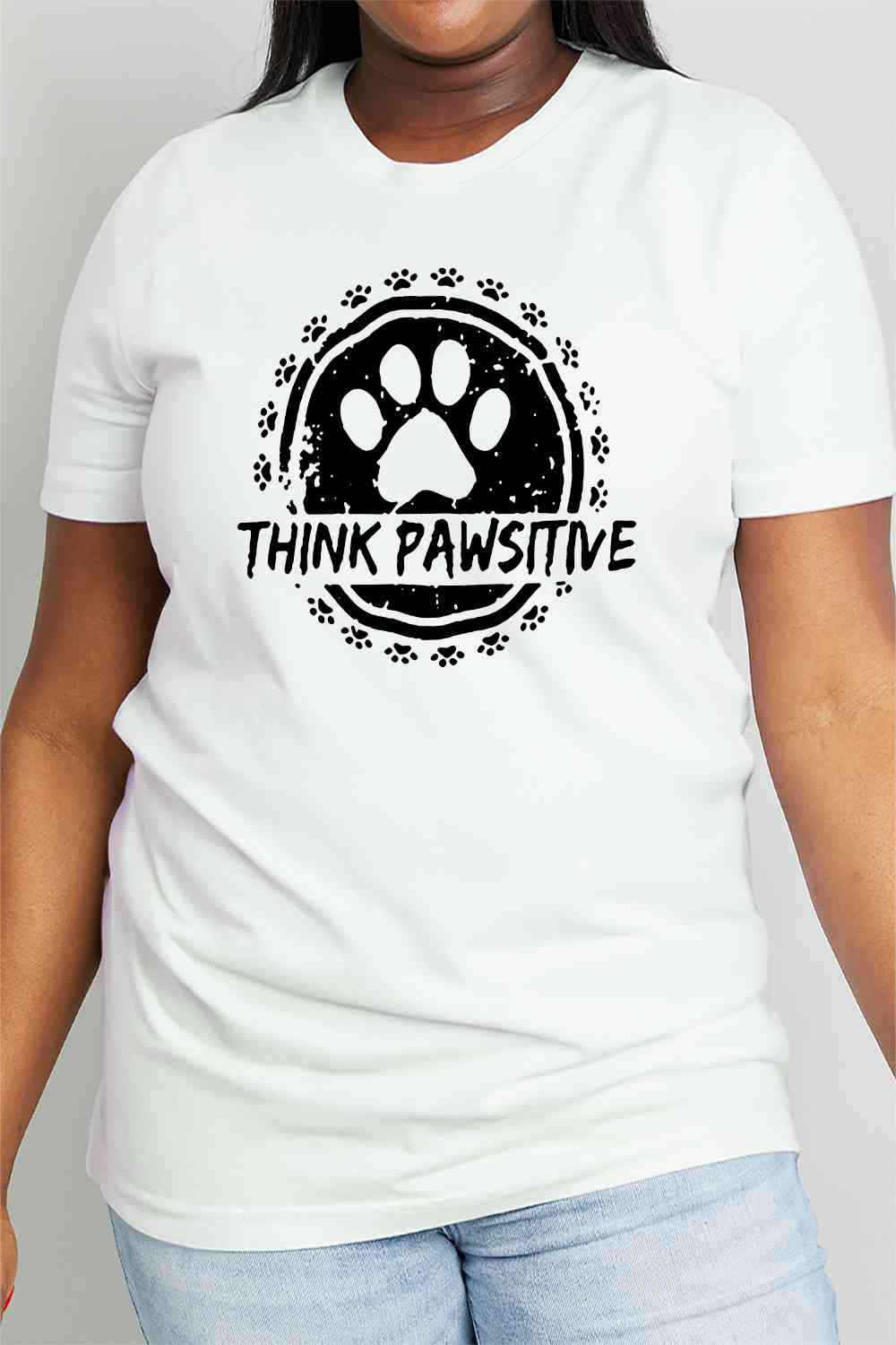 Simply Love Simply Love Full Size THINK PAWSITIVE Graphic Cotton Tee