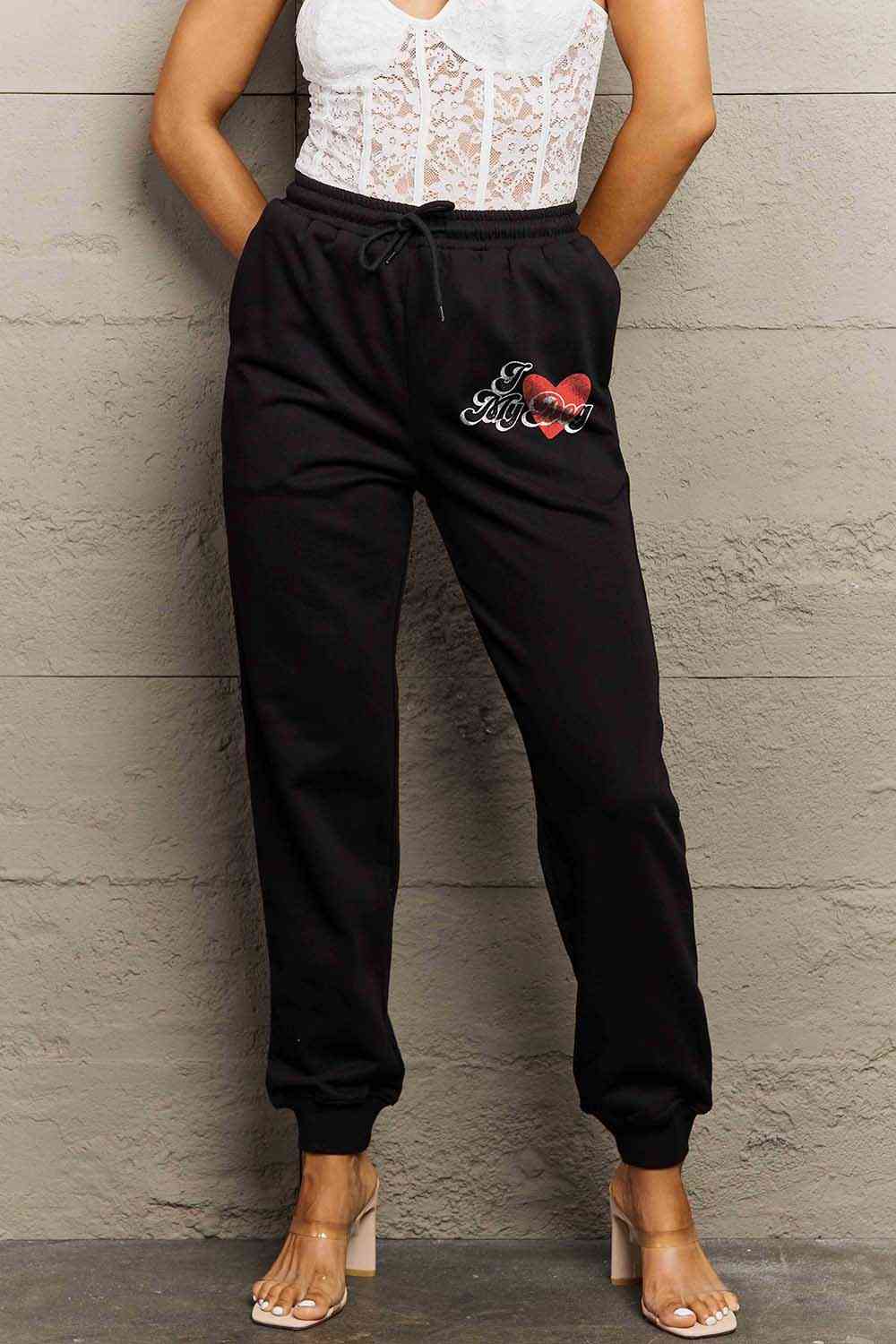 Simply Love Simply Love Full Size I LOVE MY DOG Graphic Joggers