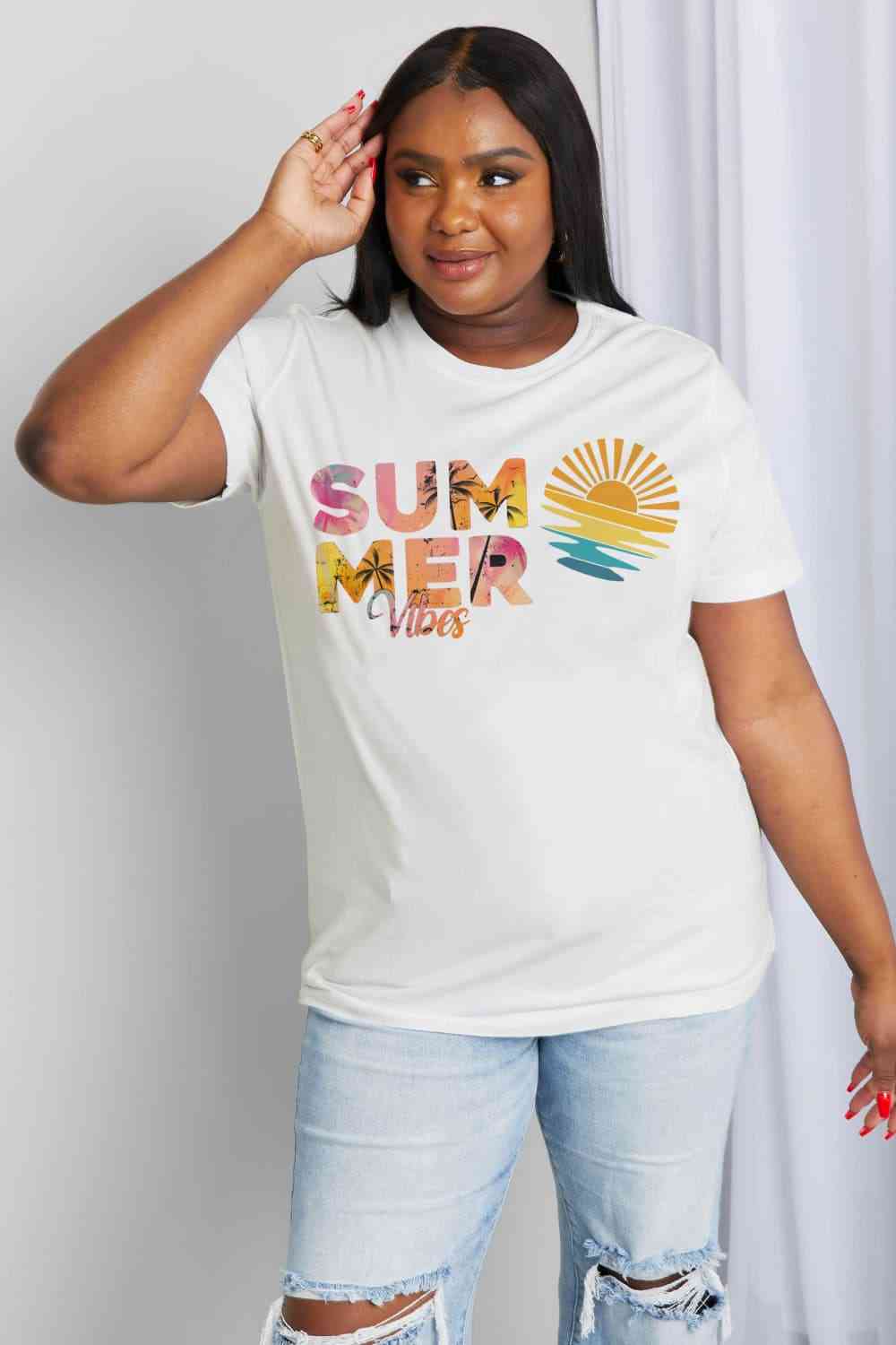 Simply Love Full Size SUMMER VIBES Graphic Cotton Tee