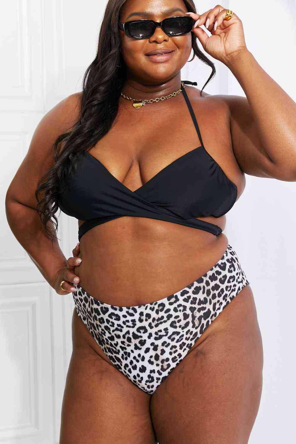 Summer Splash Halter Bikini Set in Black