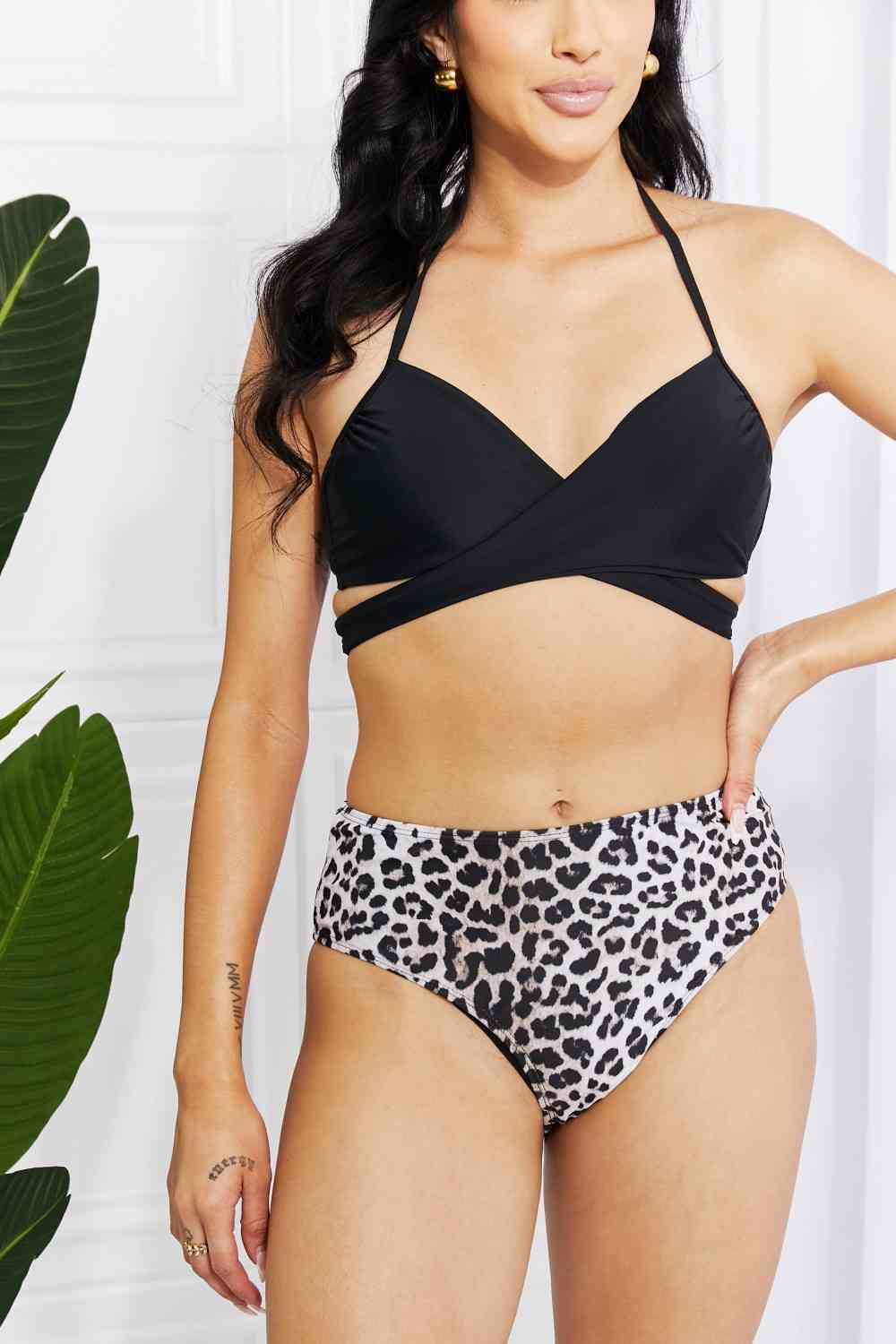 Summer Splash Halter Bikini Set in Black