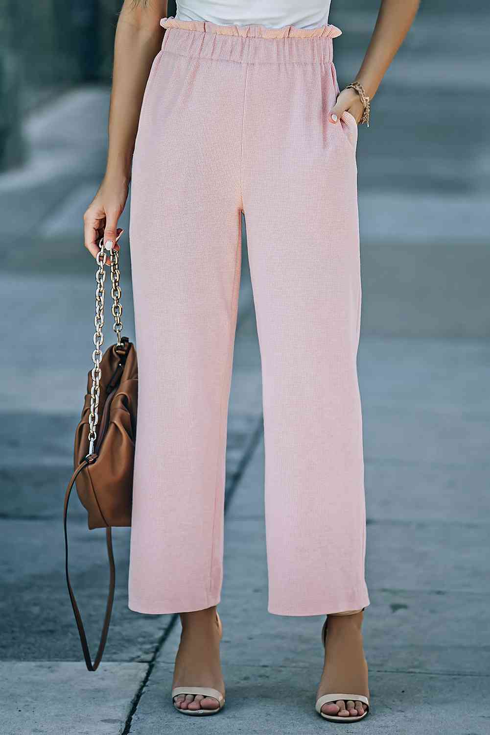 Paperbag Wide Leg Pants with Pockets