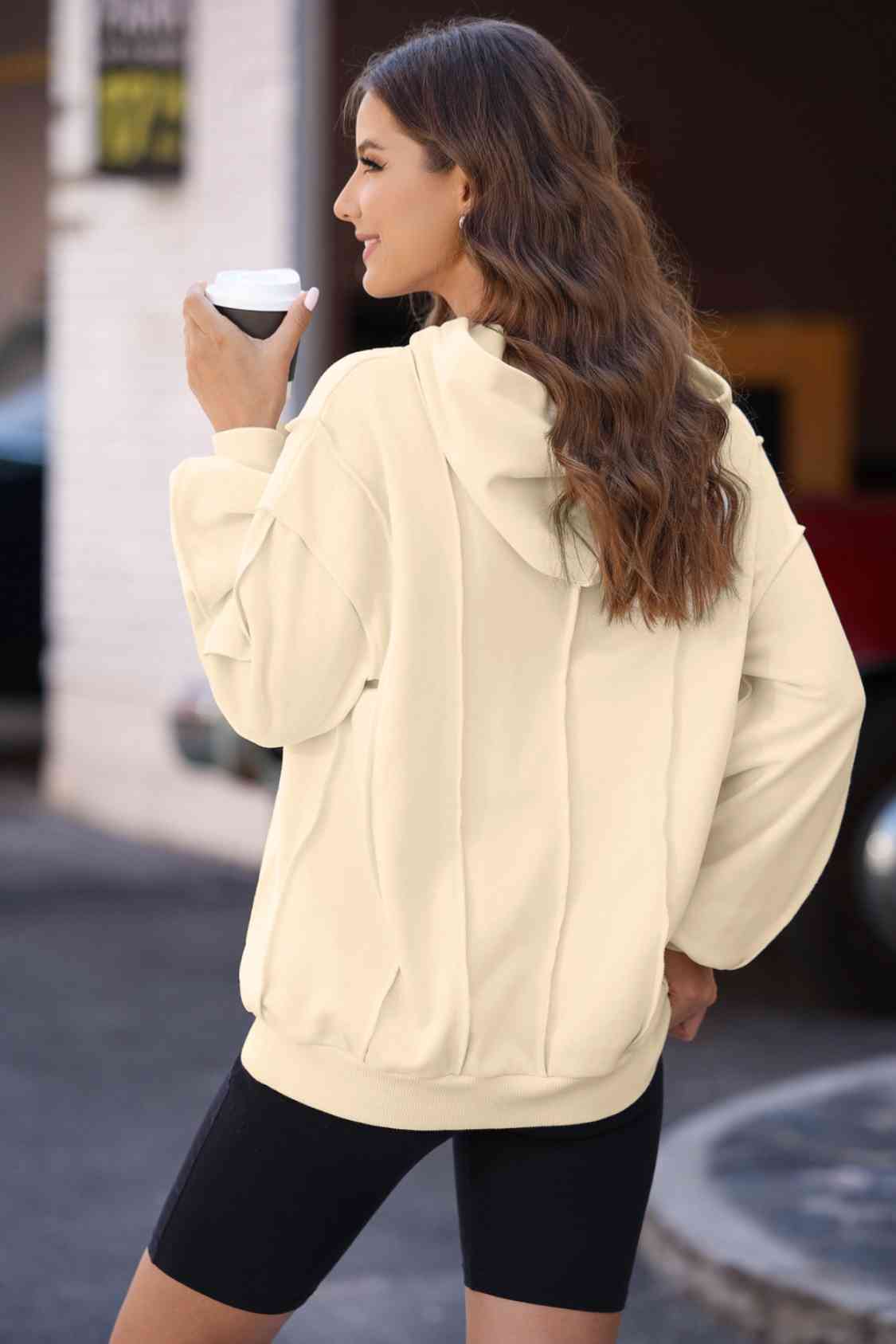 Exposed Seams Long Sleeve Hoodie