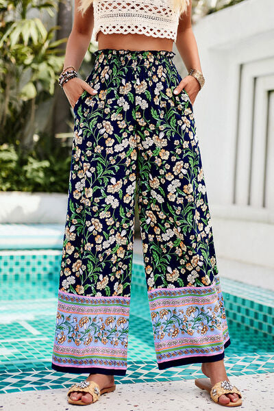 Printed High Waist Wide Leg Pants