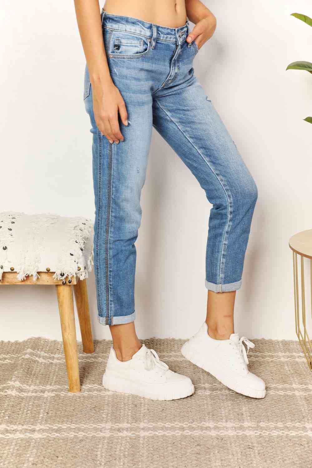 Mid Rise Slim Boyfriend Jeans