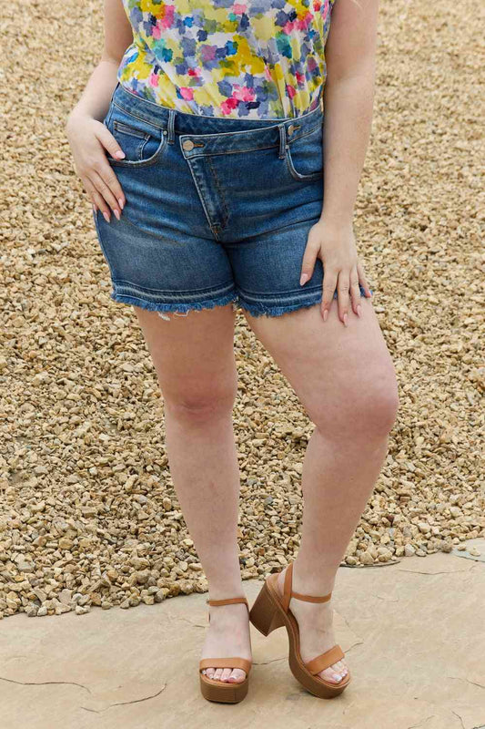 Maya Mid Rise Asymmetrical Shorts