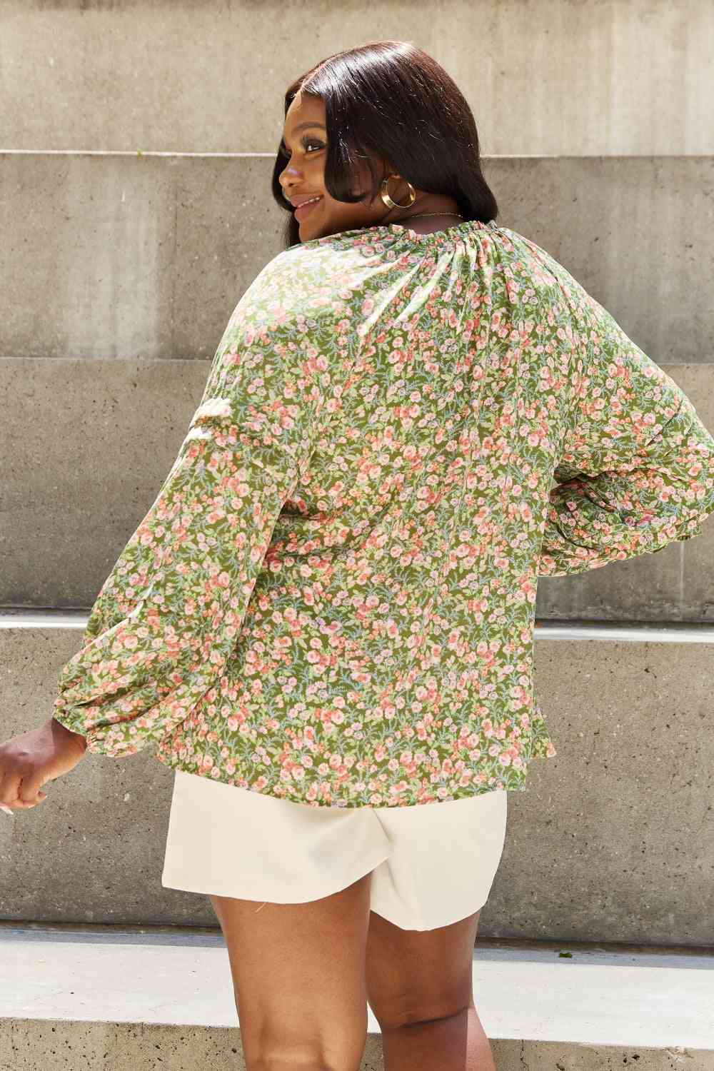 She's Blossoming Balloon Sleeve Floral Blouse