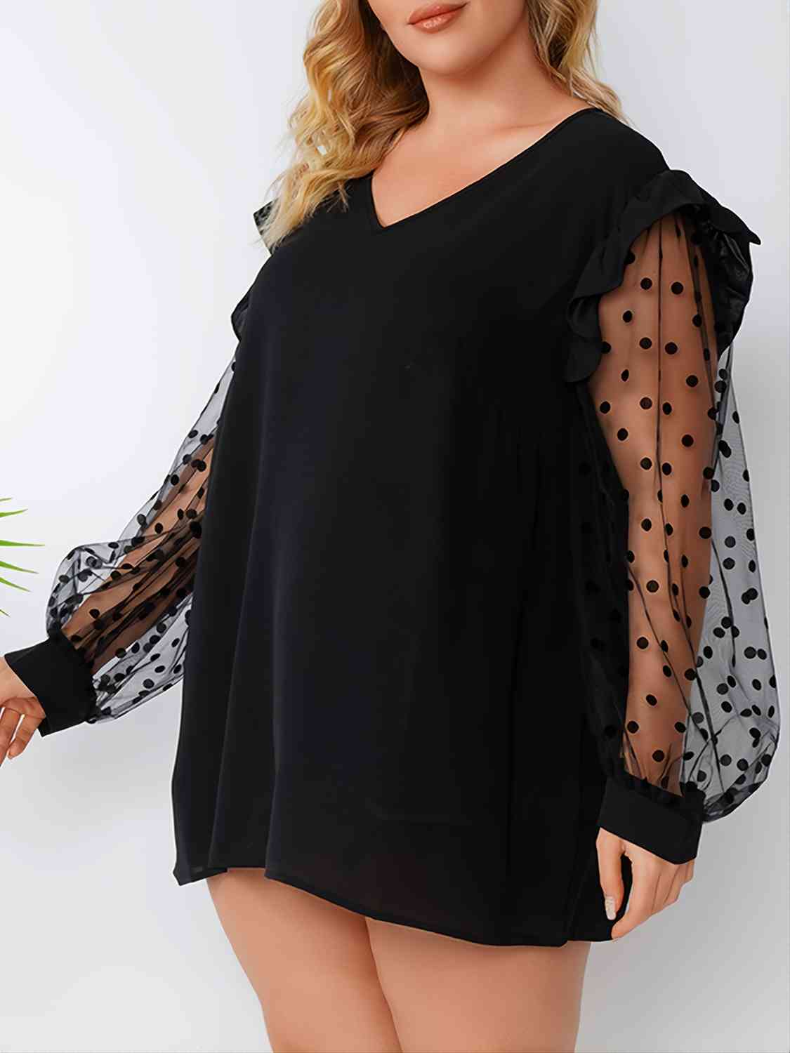 Plus Size Ruffled V-Neck Blouse