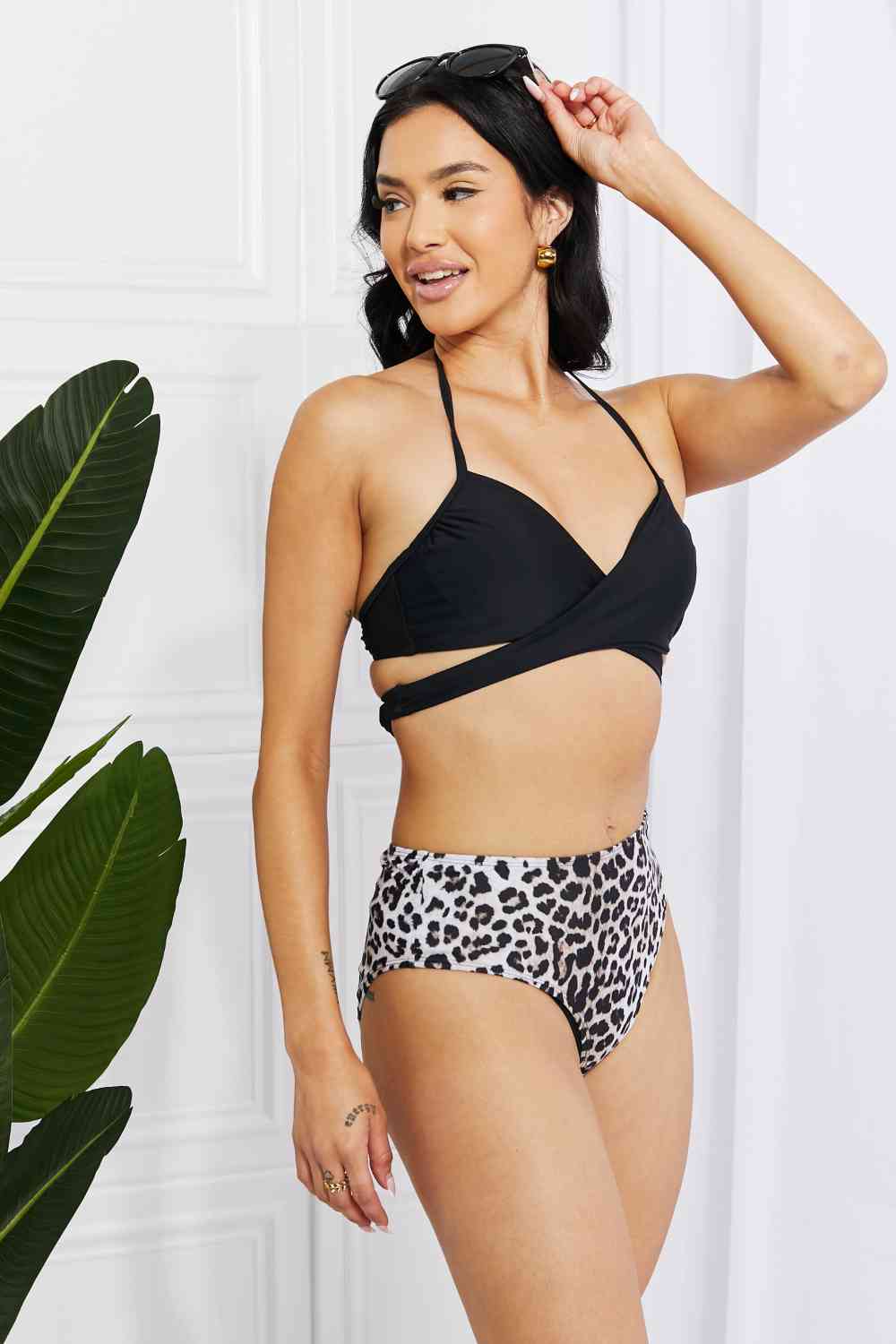 Summer Splash Halter Bikini Set in Black