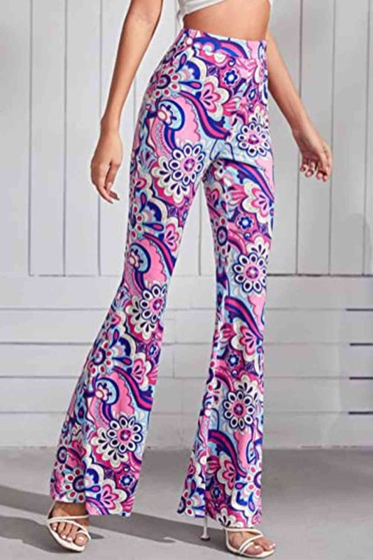 Floral High Waist Flare Leg Pants