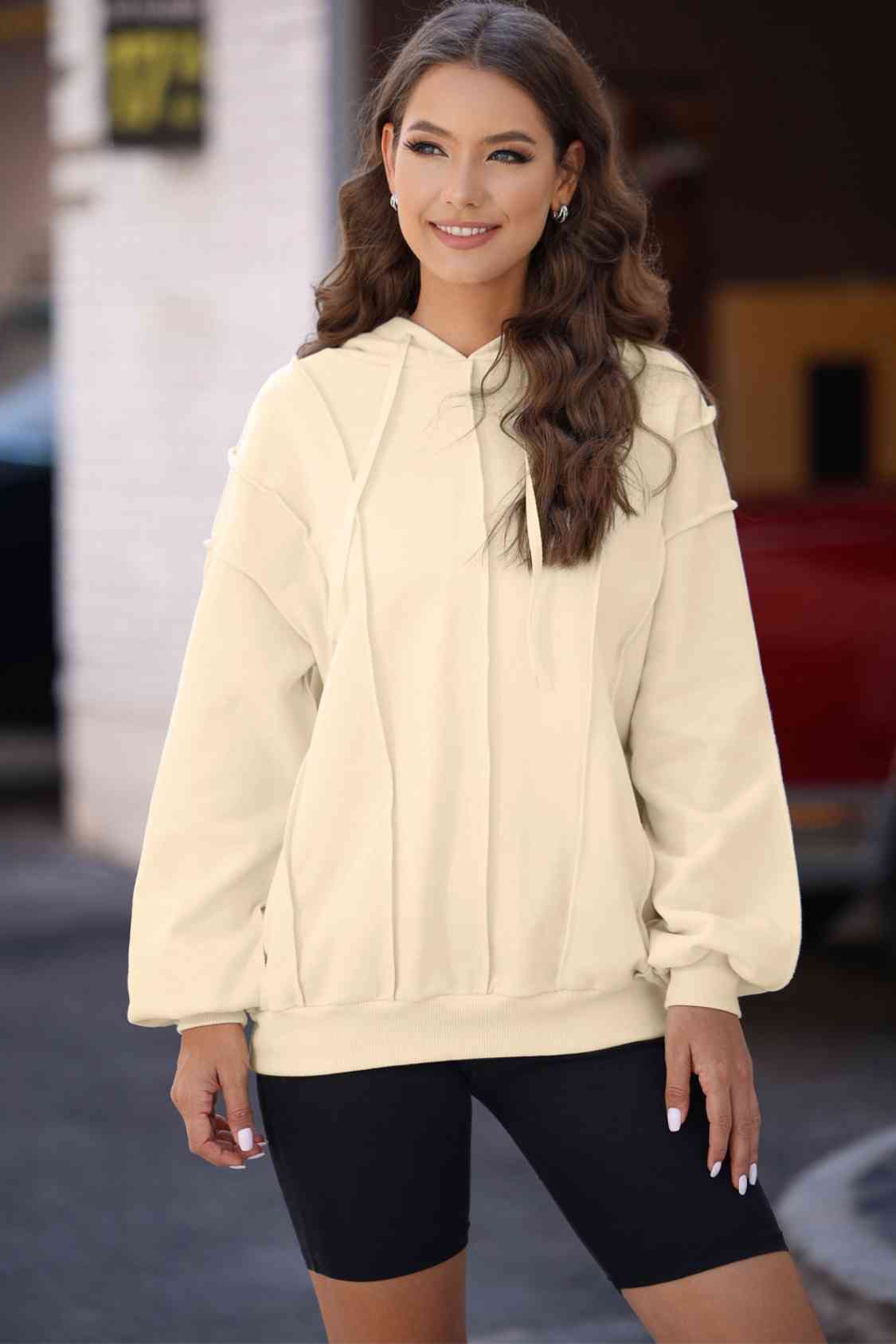 Exposed Seams Long Sleeve Hoodie