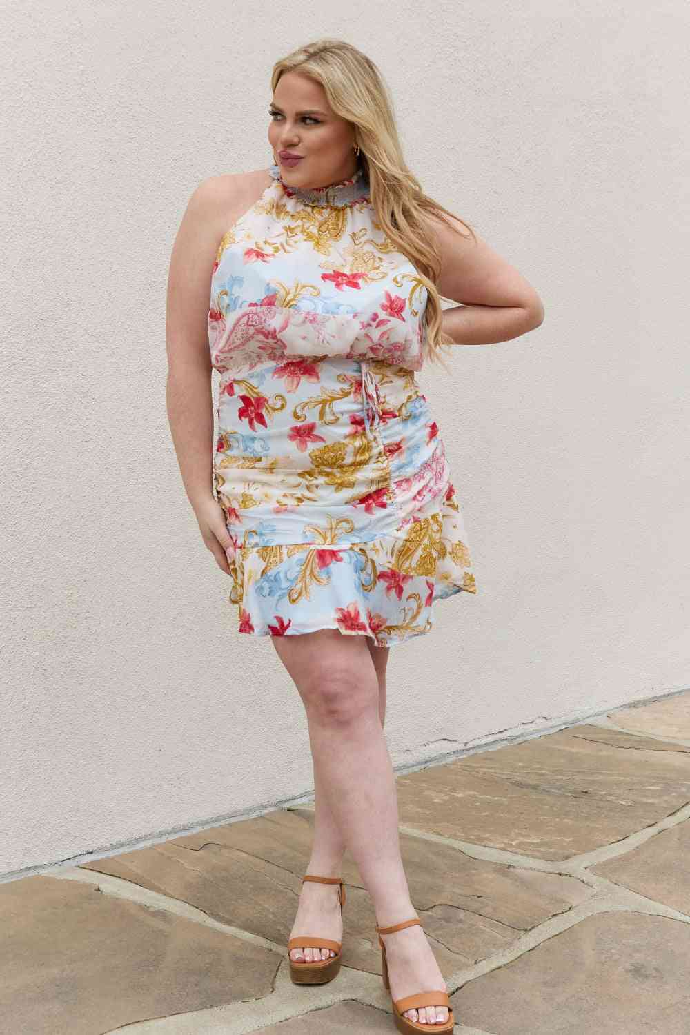 Floral Print Halter Woven Dress