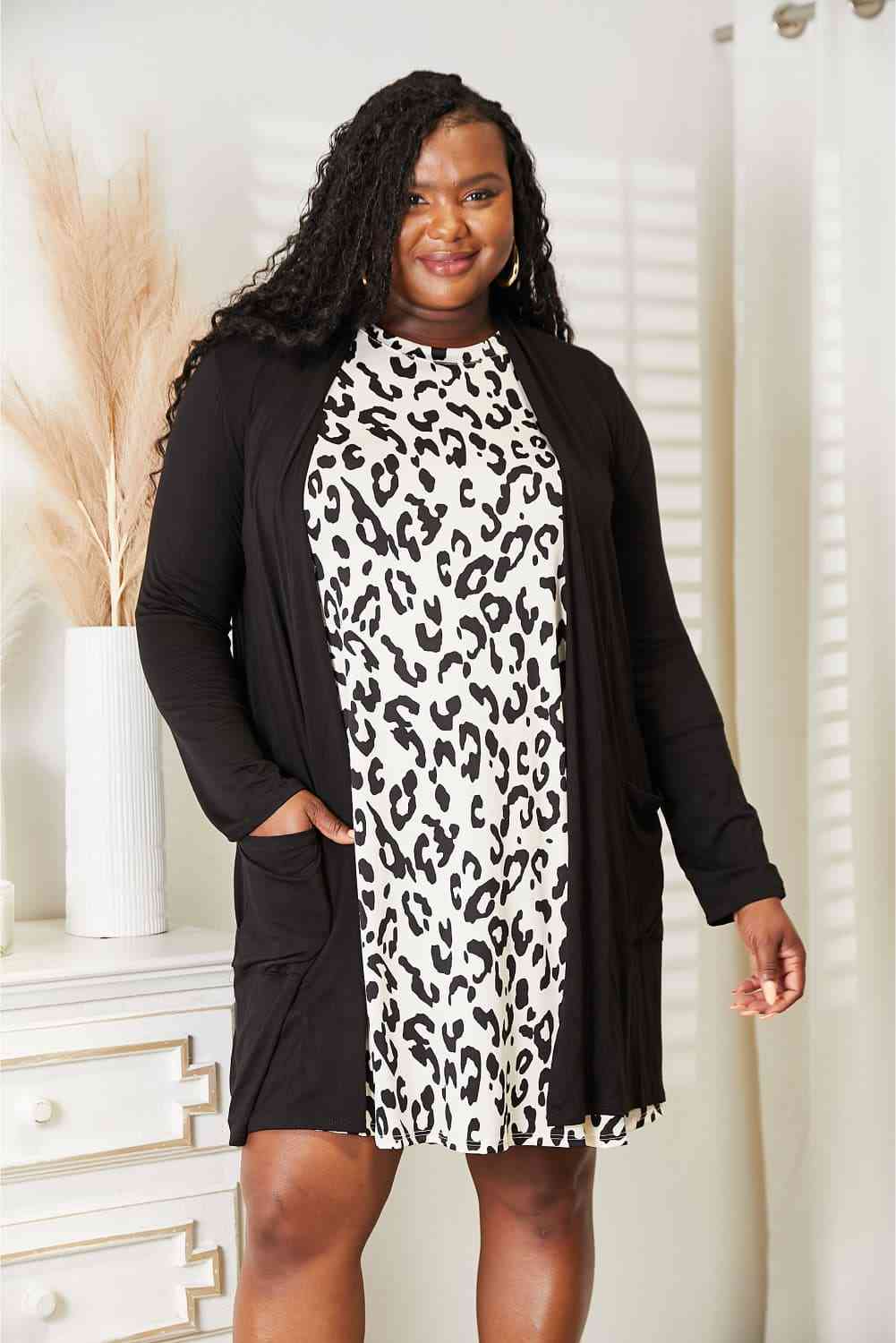 Open Front Longline Cardigan with Pockets