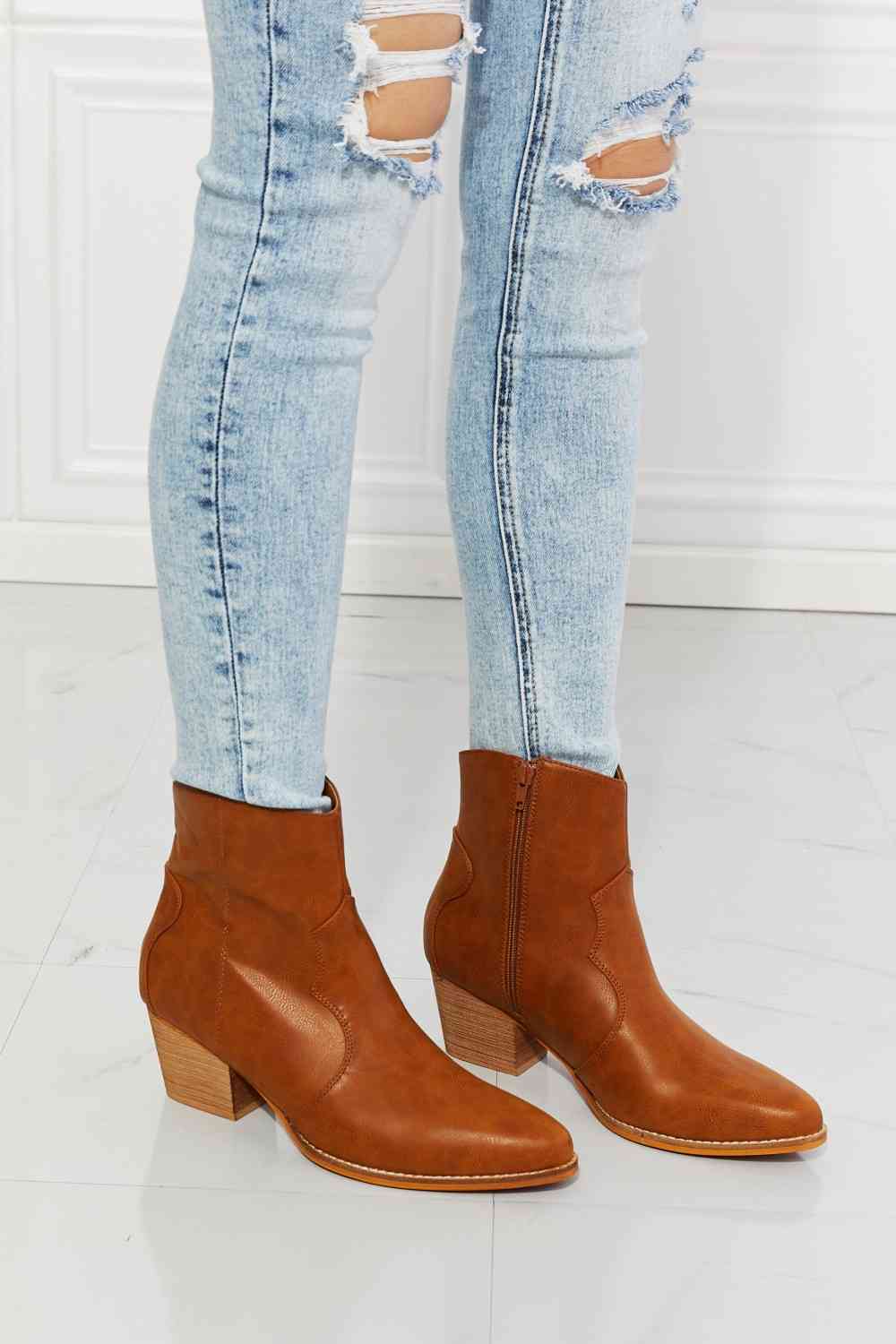 Watertower Town Faux Leather Western Ankle Boots in Ochre