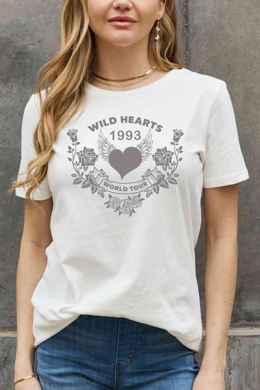 Simply Love Full Size WILD HEARTS 1993  WORLD TOUR Graphic Cotton Tee